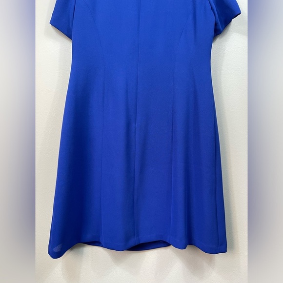 LizCaliborne Elegant Blue Dress with Unique Neckline Career Classic Summer Sz 14 - Picture 10 of 13
